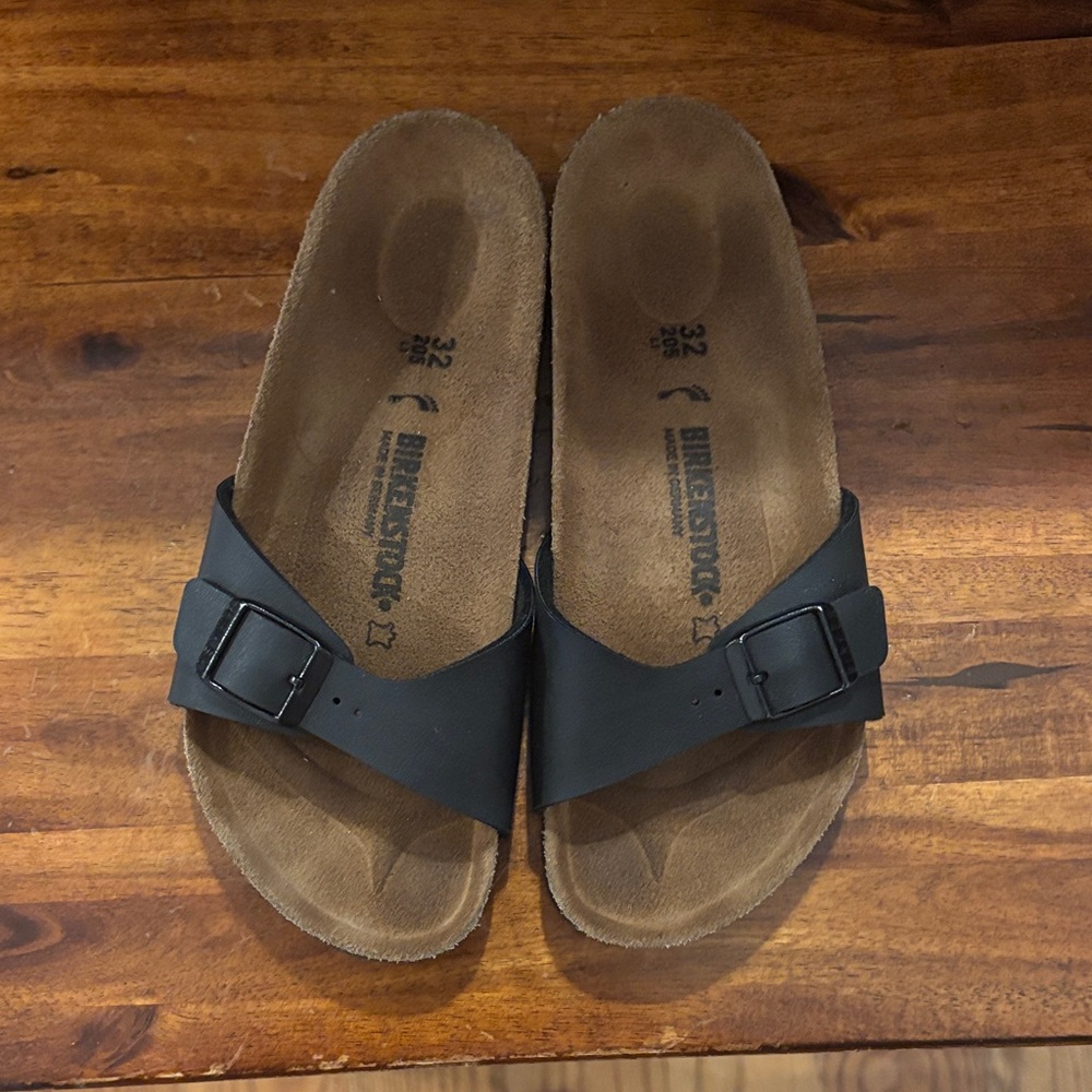 Birkenstock Black and Brown Slide Sandals